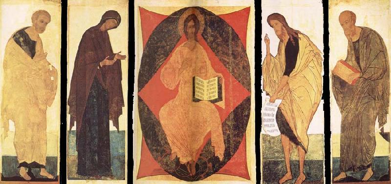 unknow artist Andrei Rublev and Assistants,Deisis,Christ in Majesty Among the Cherubins Sweden oil painting art